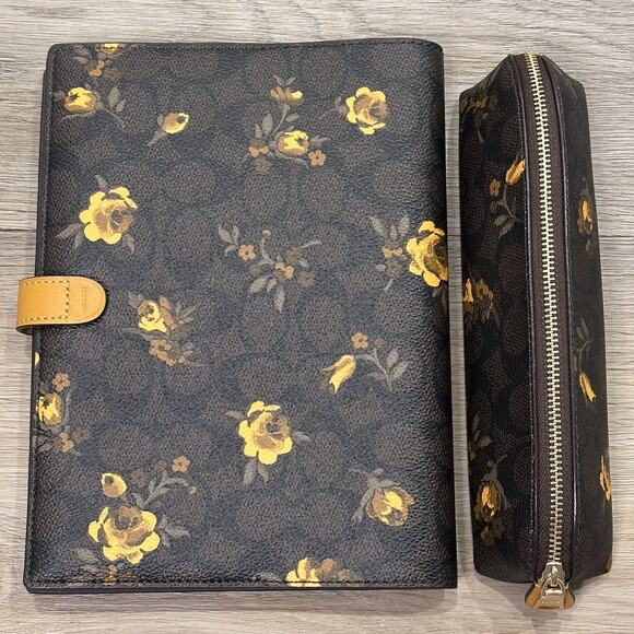 Coach NEW Signature Canvas Floral Print Notebook & Pencil Case Set CCF40 + CCI83 - Picture 5 of 5